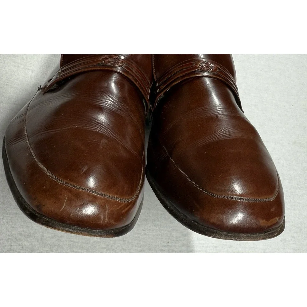 Barker England Penny Loafers Sz‎ 9/8UK Burgundy Leather Vintage Dress Shoes